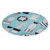 Kakteen, Sukkulent: von Hand gezeichnet nahtloses  Schneidebrett (Ecke)