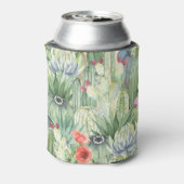 Kakteen, Sukkulente: floraler Aquarelldruck. Dosenkühler (Kanne Rückseite)