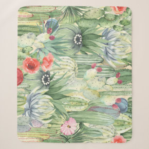 Kakteen, Sukkulente: floraler Aquarelldruck. Sherpadecke