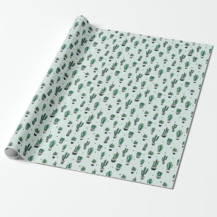 Kakteen-Sukkulente, handgezeichnet nahtlos. Geschenkpapier