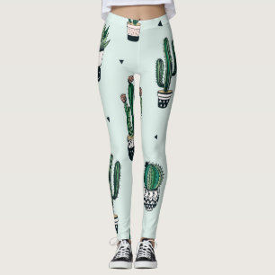 Kakteen-Sukkulente, handgezeichnet nahtlos. Leggings