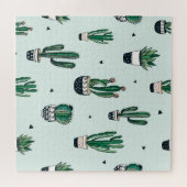 Kakteen-Sukkulente, handgezeichnet nahtlos. Puzzle (Horizontal)