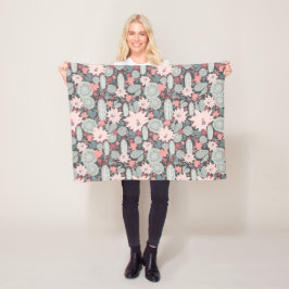 Kakteen Sukkulente Pflanze Muster in Minze und Pin Fleecedecke