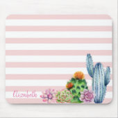 Kakteen, Sukkulente Streifen Mousepad (Vorne)