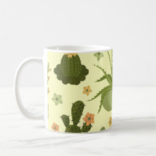 Kakteen, Sukkulente: Vintage Hauspflanzenmuster. Kaffeetasse
