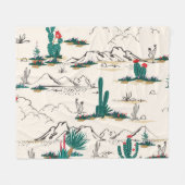 Kakteen Sukkulente: Vintage Wüstenflora. Fleecedecke (Vorderseite (Horizontal))