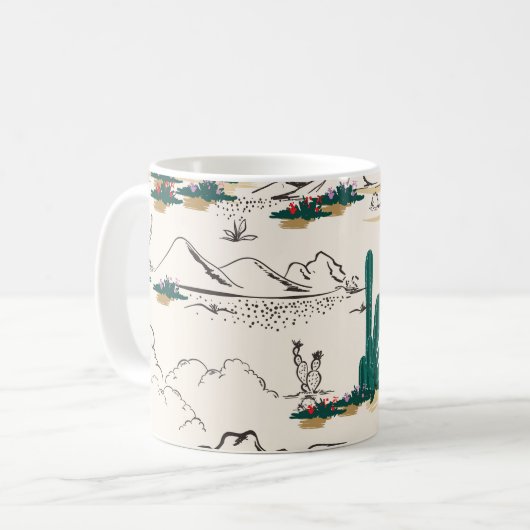 Kakteen Sukkulente: Vintage Wüstenflora. Kaffeetasse (Vorderseite Links)