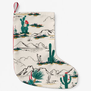 Kakteen Sukkulente: Vintage Wüstenflora. Kleiner Weihnachtsstrumpf
