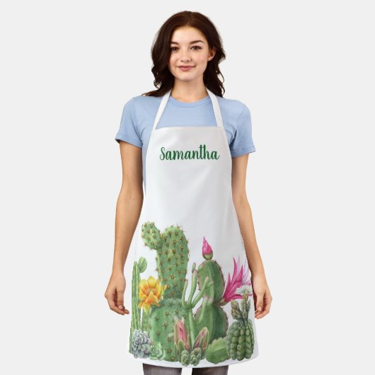 Kakteen Sukkulentes Monogramm Apro Schürze (Getragen)