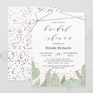 Kakteen & Sukkulents Geometrisches Chic-Brautparty Einladung