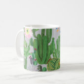 Kakteen und Blume, Aquarellmalerei. Kaffeetasse (Vorderseite Links)