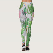 Kakteen und Blume, Aquarellmalerei. Leggings (Rückseite)