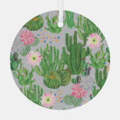 Kakteen und Blume, Aquarellmalerei. Ornament Aus Glas (Rückseite)