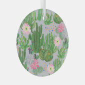 Kakteen und Blume, Aquarellmalerei. Ornament Aus Glas (Vorderseite Rechts)