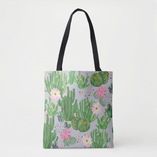 Kakteen und Blume, Aquarellmalerei. Tasche (Vorderseite)