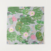 Kakteen und Blume, Aquarellmalerei. Wandteppich (Vorderseite (Horizontal))