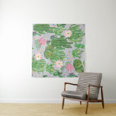 Kakteen und Blume, Aquarellmalerei. Wandteppich (Beispiel (Horizontal))