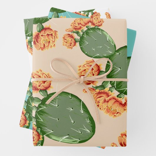 Kakteen und Blüten Geschenkpapier Set (Beispiel)