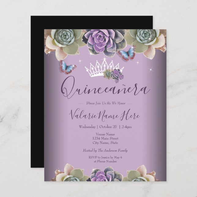 Kakteen und Butterfly Elegant Quinceanera (Vorne/Hinten)