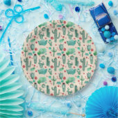 Kakteen und Ladybug-Muster - beigefarbener Hinterg Pappteller (Party)