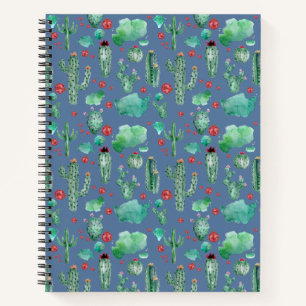 Kakteen und Ladybug-Muster - blauer Hintergrund Notizblock