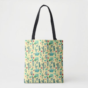 Kakteen und Ladybug-Muster - gelber Hintergrund Tasche