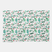 Kakteen und Ladybug-Muster - weißer Hintergrund Geschirrtuch (Horizontal)