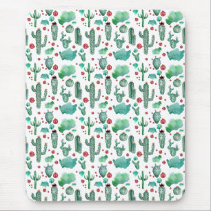 Kakteen und Ladybug-Muster - weißer Hintergrund Mousepad
