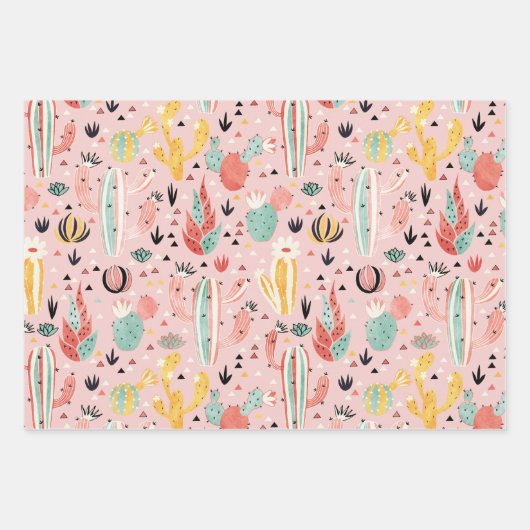 Kakteen und Llama Geschenkpapier Set (Vorderseite)