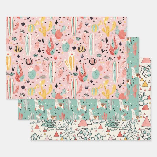 Kakteen und Llama Geschenkpapier Set (Set)