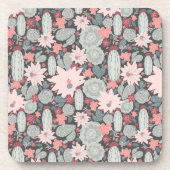 Kakteen und Pflanze in rosa Farbe Getränkeuntersetzer (Vorderseite)