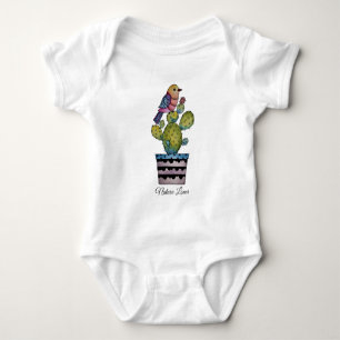 Kakteen und Regenbogenvögel in Aquarellfarben Baby Strampler