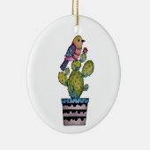 Kakteen und Regenbogenvögel in Aquarellfarben Keramik Ornament (Rechts)