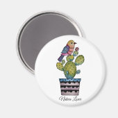 Kakteen und Regenbogenvögel in Aquarellfarben Magnet (Vorderseite/Rückseite)