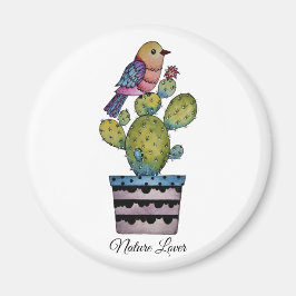 Kakteen und Regenbogenvögel in Aquarellfarben Magnet