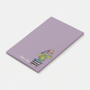 Kakteen und Regenbogenvögel in Aquarellfarben Post-it Klebezettel