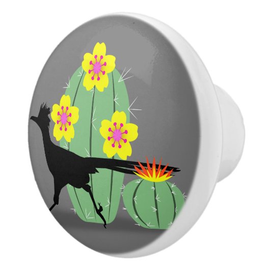 Kakteen und Roadrunners Keramikknauf (Rechts)