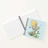 Kakteen und Schmetterlinge auf Aqua Notizblock (Innenseite)