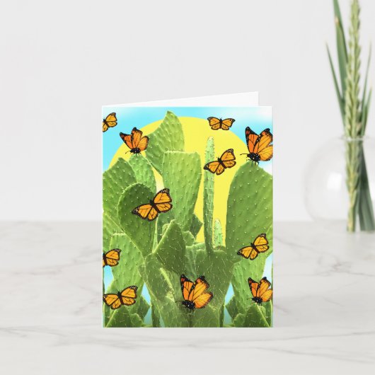 Kakteen und Schmetterlinge Karte (Vorderseite)