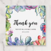 Kakteen- und Sukkulente Aquarellhochzeit Geschenkanhänger (Vorderseite)