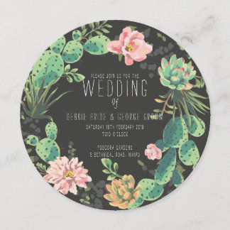 Kakteen und sukkulente Einladungen, Kakteen-Hochze Einladung