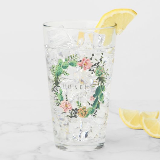 Kakteen und Sukkulente Hochzeiten Glas (Rückseite Ice)