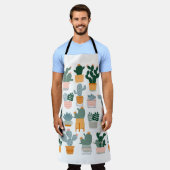 Kakteen und Sukkulente in Töpfen auf weißem Hinter Schürze (Getragen)