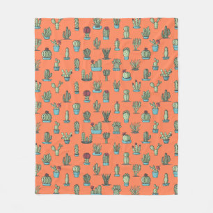 Kakteen und Sukkulenten Pflanzen Handgezeichnetes  Fleecedecke