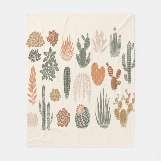 Kakteen und sukkulentes nahtloses Muster Fleecedecke (Vorderseite)