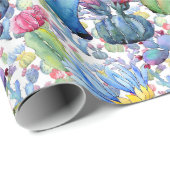 Kakteen und Sukkulents Vibranly Southwest Watercol Geschenkpapier (Rolleneckpunkt)