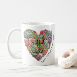 Kakteen und Sukkuline in Herzform Kaffeetasse