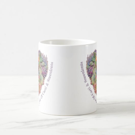 Kakteen und Sukkuline in Herzform Kaffeetasse (Mittel)