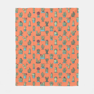 Kakteen und Sukkuline Pflanze Handgezeichnetes Mus Fleecedecke