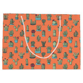 Kakteen und Sukkuline Pflanze Handgezeichnetes Mus Große Geschenktüte (Rückseite)